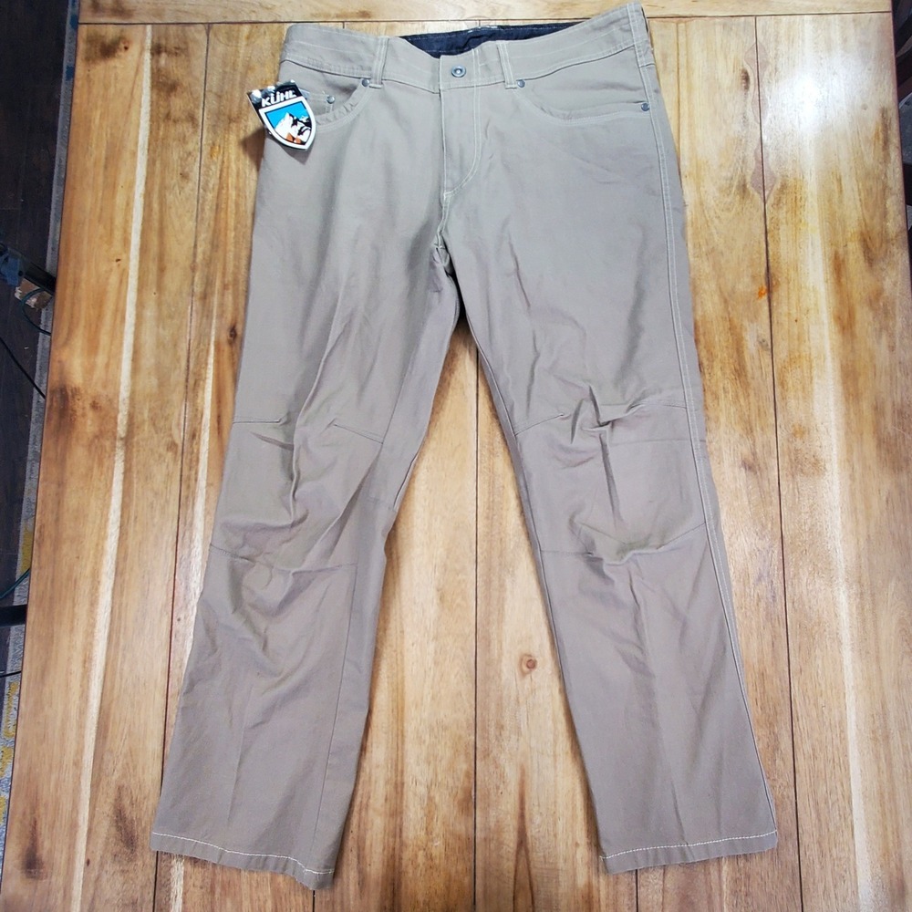 New KUHL Kanvus Jean Men 36x30 Khaki Tan Stretch Canvas Rugged Full Fit Pants - Picture 3 of 8